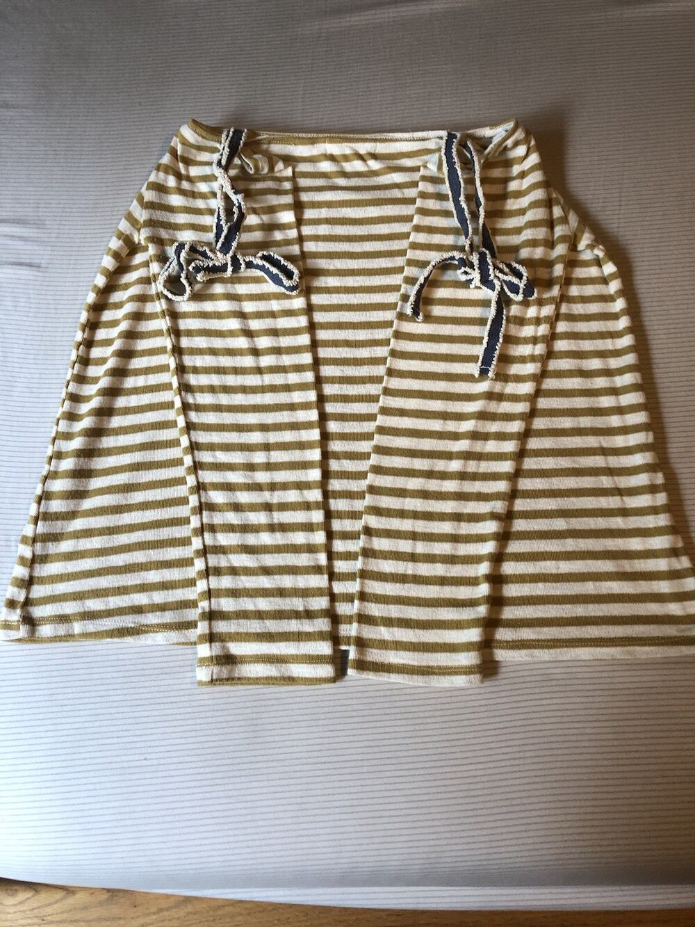 Faveur Striped Tie Shoulder Tank Top M Olive Cream Boho Coastal Cottagecore